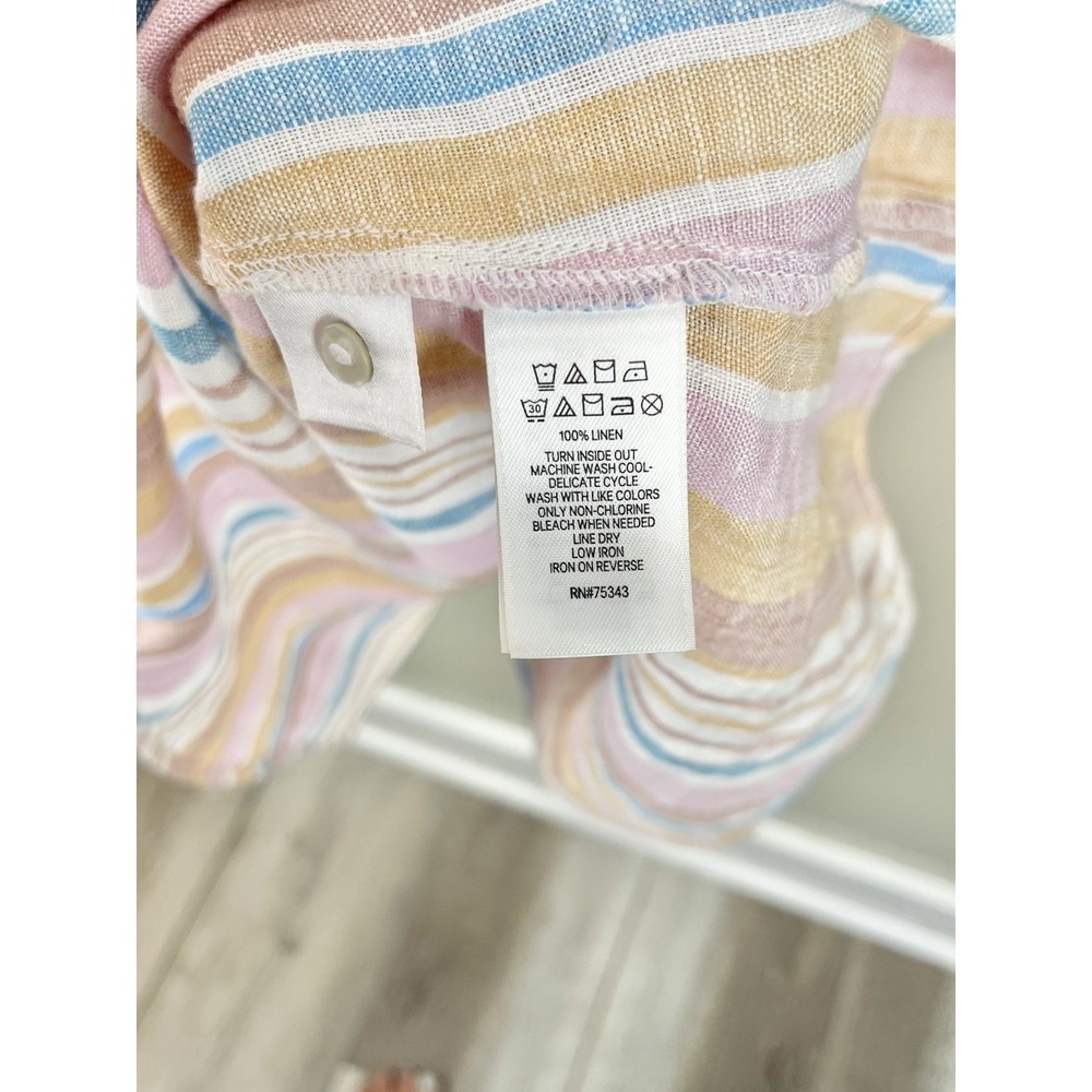 C&C California Multicolor Stripe Sleeveless 100% Linen Dress Size S Shift Beach - Picture 4 of 7